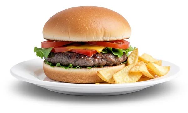 A burger with crisps on a plate, food made without knowing who it was for.