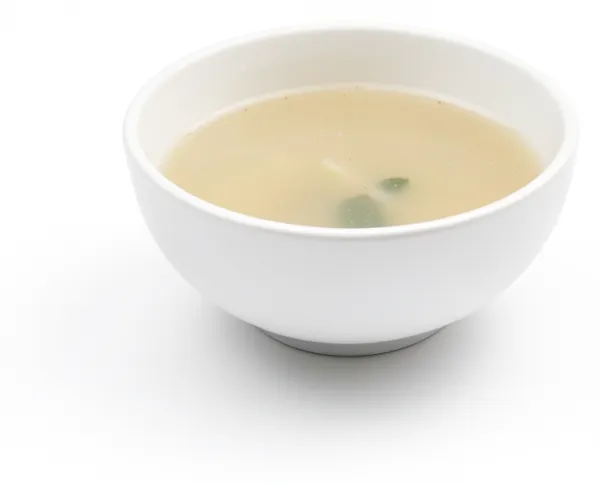 A bowl of thin, pale soup, the bland dish that leaves the guests hungry.