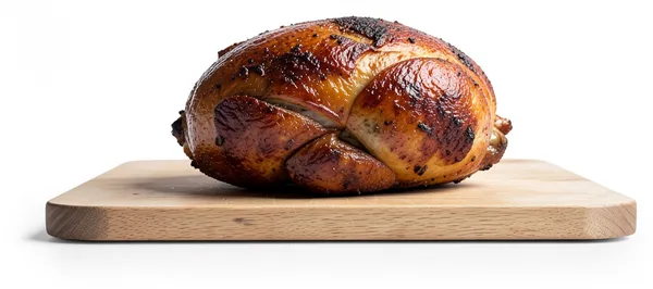 A single roast resting on a wooden board, one main course done well.