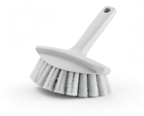 A scrubbing brush, a clever new way to wash the pans.
