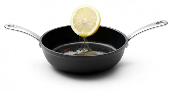 A lemon squeezed into a pan, one change to taste.