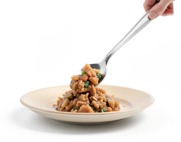 A hand spooning food onto a plate once the checks pass.